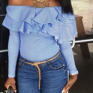 Off the shoulder strips shirt